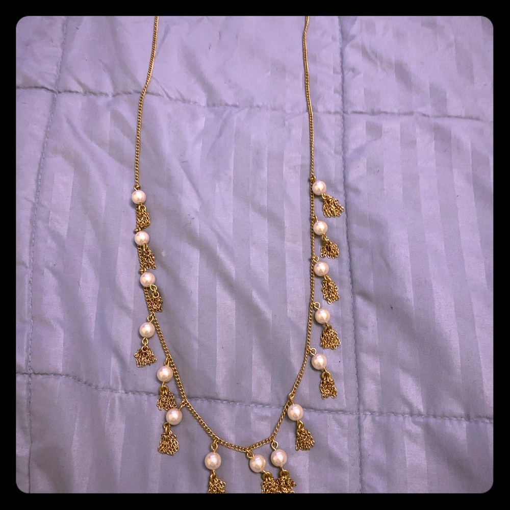 J. Crew Pearl Tassel Necklace